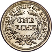 USA One Dime Seated Liberty 1856 small date KM# A63.2 UNITED STATES OF AMERICA ONE DIME coin reverse USA One Dime Seated Liberty 1856 small date KM# A63.2 UNITED STATES OF AMERICA ONE DIME coin reverse