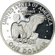 USA One Dollar Eisenhower 1971 S Proof KM# 203a UNITED STATES OF AMERICA ONE DOLLAR E PLURIBUS UNUM coin reverse USA One Dollar Eisenhower 1971 S Proof KM# 203a UNITED STATES OF AMERICA ONE DOLLAR E PLURIBUS UNUM coin reverse