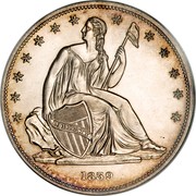 USA One Dollar Gobrecht 1839 Silver Reeded edge; Judd# 104 KM# 59a.4 LIBERTY coin obverse USA One Dollar Gobrecht 1839 Silver Reeded edge; Judd# 104 KM# 59a.4 LIBERTY coin obverse