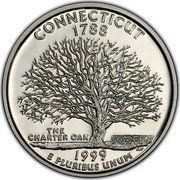 USA Quarter Dollar Connecticut 1999 S KM# 297a CONNECTICUT 1788 THE CHARTER OAK E PLURIBUS UNUM coin reverse USA Quarter Dollar Connecticut 1999 S KM# 297a CONNECTICUT 1788 THE CHARTER OAK E PLURIBUS UNUM coin reverse