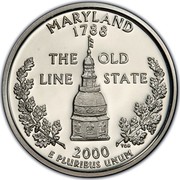 USA Quarter Dollar Maryland 2000 S KM# 306a MARYLAND 1788 THE OLD LINE STATE E PLURIBUS UNUM coin reverse USA Quarter Dollar Maryland 2000 S KM# 306a MARYLAND 1788 THE OLD LINE STATE E PLURIBUS UNUM coin reverse