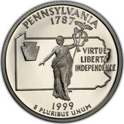 USA Quarter Dollar Pennsylvania 1999 S KM# 294a PENNSYLVANIA 1787 VIRTUE LIBERTY INDEPENDENCE E PLURIBUS UNUM coin reverse USA Quarter Dollar Pennsylvania 1999 S KM# 294a PENNSYLVANIA 1787 VIRTUE LIBERTY INDEPENDENCE E PLURIBUS UNUM coin reverse
