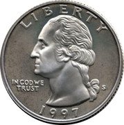USA Quarter Dollar Washington 1997 S KM# A164a LIBERTY IN GOD WE TRUST coin obverse USA Quarter Dollar Washington 1997 S KM# A164a LIBERTY IN GOD WE TRUST coin obverse