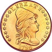 USA Quarter eagle Liberty Cap - Two and half Dollars 1796 stars KM# 27 LIBERTY coin obverse USA Quarter eagle Liberty Cap - Two and half Dollars 1796 stars KM# 27 LIBERTY coin obverse