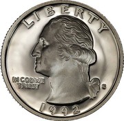 USA Quarter Washington 1992 S KM# A164b LIBERTY IN GOD WE TRUST coin obverse USA Quarter Washington 1992 S KM# A164b LIBERTY IN GOD WE TRUST coin obverse
