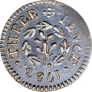USA Three Pence Chalmers 1783 KM# Tn45 THREE PENCE 1783 coin reverse USA Three Pence Chalmers 1783 KM# Tn45 THREE PENCE 1783 coin reverse