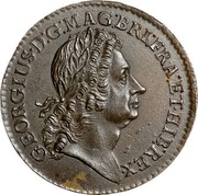 USA 2 Pence Rosa Americana 1723 KM# 11 GEORGIUS ∙ D : G: ∙ MAG : BRI: FRA : ET ∙ HIB : REX ∙ coin obverse USA 2 Pence Rosa Americana 1723 KM# 11 GEORGIUS ∙ D : G: ∙ MAG : BRI: FRA : ET ∙ HIB : REX ∙ coin obverse