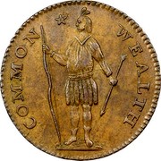 USA Cent 1788 KM# 20.4 Massachusetts Coppers (official) COMMON * WEALTH coin obverse