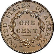 USA Cent Coronet 1818 KM# 45 UNITED STATES OF AMERICA ONE CENT coin reverse