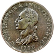 USA Copper 1783 KM# Tn38.1 Washington Pieces ∙ WASHINGTON & INDEPENDENCE ∙ coin obverse USA Copper 1783 KM# Tn38.1 Washington Pieces ∙ WASHINGTON & INDEPENDENCE ∙ coin obverse