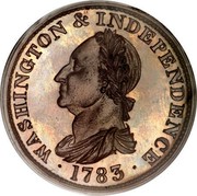 USA Copper 1783 KM# Tn38.4a Washington Pieces ∙ WASHINGTON & INDEPENDENCE ∙ coin obverse USA Copper 1783 KM# Tn38.4a Washington Pieces ∙ WASHINGTON & INDEPENDENCE ∙ coin obverse