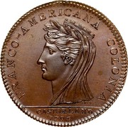 USA Half Dollar 1796 KM# Tn87.3a Castorland FRANCO - AMERICANA COLONIA CASTORLAND coin obverse USA Half Dollar 1796 KM# Tn87.3a Castorland FRANCO - AMERICANA COLONIA CASTORLAND coin obverse