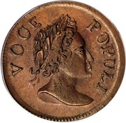USA Halfpenny 1760 legend VOOE POPULI KM# Tn22 Hibernia Voce Populi VOCE POPULI coin obverse USA Halfpenny 1760 legend VOOE POPULI KM# Tn22 Hibernia Voce Populi VOCE POPULI coin obverse