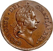 USA Halfpenny Hibernia Harp Right 1722 KM# 21 GEORGIUS ∙ DEI ∙ GRATIA ∙ REX ∙ coin obverse USA Halfpenny Hibernia Harp Right 1722 KM# 21 GEORGIUS ∙ DEI ∙ GRATIA ∙ REX ∙ coin obverse