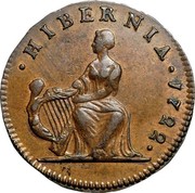 USA Halfpenny Hibernia Harp Right 1722 KM# 21 ∙ HIBERNIA ∙ coin reverse USA Halfpenny Hibernia Harp Right 1722 KM# 21 ∙ HIBERNIA ∙ coin reverse