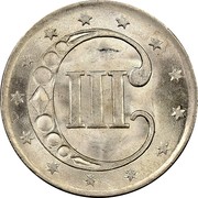 USA III Cents Type 1 1852 KM# 75 III coin reverse