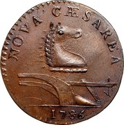 USA Nova Caesarea New Jersey 1786 KM# 10 NOVA CAESAREA coin obverse USA Nova Caesarea New Jersey 1786 KM# 10 NOVA CAESAREA coin obverse