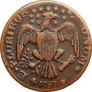 USA Nova Eborac EXCELSIOR 1787 KM# 2 E ∙ PLURIBUS UNUM * coin reverse USA Nova Eborac EXCELSIOR 1787 KM# 2 E ∙ PLURIBUS UNUM * coin reverse