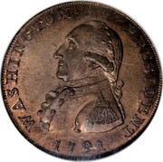 USA One Cent 1791 KM# Tn58 Washington Pieces WASHINGTON PRESIDENT coin obverse USA One Cent 1791 KM# Tn58 Washington Pieces WASHINGTON PRESIDENT coin obverse