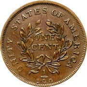 USA One Cent Washington Portrait Piece 1783 KM# Tn39 UNITY STATES OF AMERICA ONE CENT 1/100 coin reverse USA One Cent Washington Portrait Piece 1783 KM# Tn39 UNITY STATES OF AMERICA ONE CENT 1/100 coin reverse