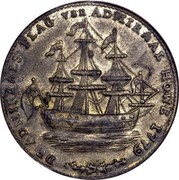 USA Rhode Island Ship Token 1779 KM# Tn28b Rhode Island Ship Tokens DE ADMIRALS FLAG VAN ADMIRAL HOVE 1779 coin obverse USA Rhode Island Ship Token 1779 KM# Tn28b Rhode Island Ship Tokens DE ADMIRALS FLAG VAN ADMIRAL HOVE 1779 coin obverse