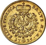 Germany 1/2 Carolin 1735 KM# 187 Margraviate / Trade Coinage coin reverse