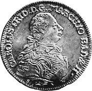 Germany 1/2 Thaler (1 Gulden) 1766 S/W KM# 115 Baden-Durlach Line / Grand Duchy / Regular Coinage coin obverse Germany 1/2 Thaler (1 Gulden) 1766 S/W KM# 115 Baden-Durlach Line / Grand Duchy / Regular Coinage coin obverse