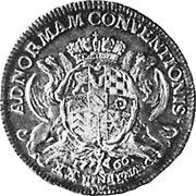 Germany 1/2 Thaler (1 Gulden) 1766 S/W KM# 115 Baden-Durlach Line / Grand Duchy / Regular Coinage coin reverse Germany 1/2 Thaler (1 Gulden) 1766 S/W KM# 115 Baden-Durlach Line / Grand Duchy / Regular Coinage coin reverse