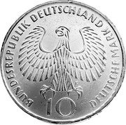Germany 10 Mark 1972 F KM# 135 Commemorative Coinage coin obverse