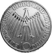 Germany 10 Mark 1972 G KM# 134.1 Commemorative Coinage coin obverse