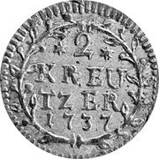 Germany 2 Kreuzer (1/2 Batzen) 1737 KM# 80 Baden-Durlach Line / Grand Duchy / Regular Coinage coin reverse