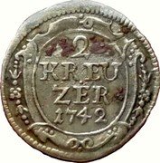 Germany 2 Kreuzer (1/2 Batzen) 1742 KM# 88 Baden-Durlach Line / Grand Duchy / Regular Coinage coin reverse