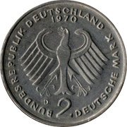 Germany 2 Mark 1970 D KM# A127 Federal Republic / Standard Coinage coin obverse