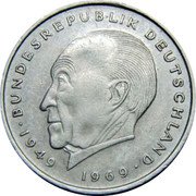 Germany 2 Mark 1970 G KM# 124 Federal Republic / Standard Coinage coin reverse