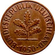 Germany 2 Pfennig 1950 G KM# 106 Federal Republic / Standard Coinage coin obverse Germany 2 Pfennig 1950 G KM# 106 Federal Republic / Standard Coinage coin obverse