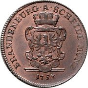 Germany 2 Pfenning 1757 KM# 233 Brandenburg-Ansbach coin obverse Germany 2 Pfenning 1757 KM# 233 Brandenburg-Ansbach coin obverse