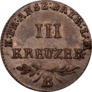 Germany 3 Kreuzer 1798 B KM# 15 Brandenburg-Ansbach-Bayreuth / Margraviate / Regular Coinage coin reverse