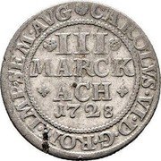Germany 3 Marck 1728 KM# 41 Free City / Standard Coinage coin obverse