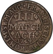 Germany 3 Marck 1754 KM# 50 Free City / Standard Coinage coin obverse