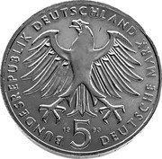 Germany 5 Mark 1983 G KM# 159 Commemorative Coinage coin obverse Germany 5 Mark 1983 G KM# 159 Commemorative Coinage coin obverse