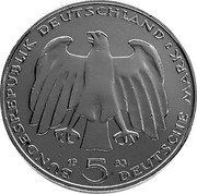 Germany 5 Mark 1983 J KM# 158 Commemorative Coinage coin obverse Germany 5 Mark 1983 J KM# 158 Commemorative Coinage coin obverse