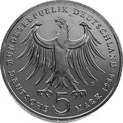Germany 5 Mark 1984 J KM# 161 Commemorative Coinage coin obverse Germany 5 Mark 1984 J KM# 161 Commemorative Coinage coin obverse