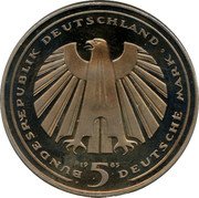Germany 5 Mark 1985 G KM# 163 Commemorative Coinage coin obverse Germany 5 Mark 1985 G KM# 163 Commemorative Coinage coin obverse
