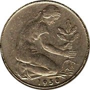 Germany 50 Pfennig 1950 F KM# 109.1 Federal Republic / Standard Coinage coin reverse Germany 50 Pfennig 1950 F KM# 109.1 Federal Republic / Standard Coinage coin reverse