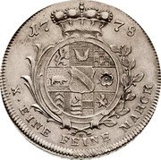Germany Conventionsthaler 1778 IH/W KM# 129.1 Baden-Durlach Line / Grand Duchy / Regular Coinage coin reverse