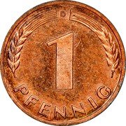 Germany Pfennig 1948 D KM# A101 Federal Republic / Standard Coinage coin reverse Germany Pfennig 1948 D KM# A101 Federal Republic / Standard Coinage coin reverse