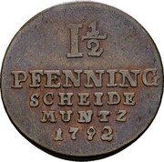 Germany 1-1/2 Pfenning 1792 C KM# 397 Brunswick-Lüneburg-Calenberg-Hannover / Electorate / Regular Coinage coin reverse