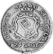 Germany 24 Grote (1/3 Thaler) 1749 KM# 195 Bremen / Free City / Regular Coinage coin obverse