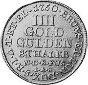 Germany 4 Goldgulden 1750 IAS KM# 313 Brunswick-Lüneburg-Calenberg-Hannover / Electorate / Trade Coinage coin reverse Germany 4 Goldgulden 1750 IAS KM# 313 Brunswick-Lüneburg-Calenberg-Hannover / Electorate / Trade Coinage coin reverse