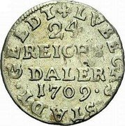 Germany 1/24 Thaler (2 Schilling) 1709 (f) KM# A79 Lübeck / Free City / Regular Coinage coin reverse Germany 1/24 Thaler (2 Schilling) 1709 (f) KM# A79 Lübeck / Free City / Regular Coinage coin reverse